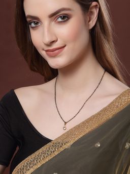 PANASH - White Gold-Plated Artificial Beaded Mangalsutra