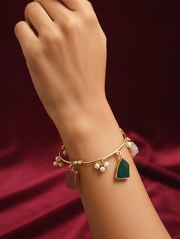 PANASH - Multi-Color Brass Gold-Plated Charm Bracelet