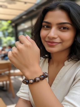 PANASH - Brown Artificial Beaded Elasticated Bracelet