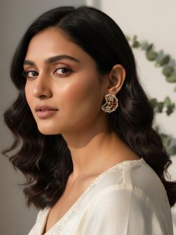 PANASH - Multi-Color Crescent Shaped Studs Earrings