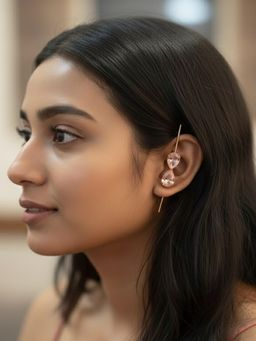 PANASH - Peach Heart Shaped Ear Cuff Earrings