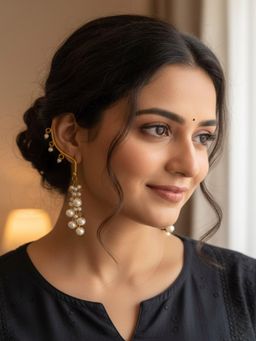 PANASH - White Contemporary Ear Cuff Earrings