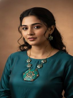 PANASH - Gold-Plated Multi-Color Necklace with Earrings