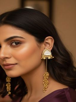 PANASH - White Triangular Dangler Earrings