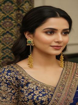 PANASH - Green Geometric Dangler Earrings