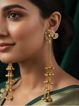 PANASH - Multi-Color Gold-Plated Stone-Studded Dangler Earrings