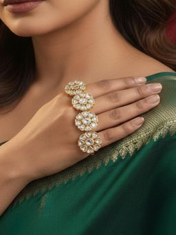 PANASH - White Gold-Plated Stone-Studded Adjustable Ring