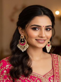 PANASH - White Gold Plated Artificial Stones Studded & Beaded Chandbalis