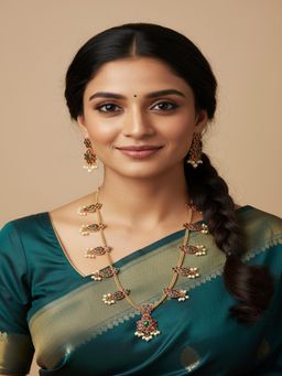 PANASH - Gold-Plated Multi-Color Necklace with Earrings