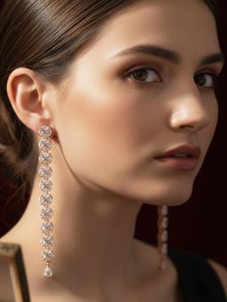 PANASH - Rose Gold Geometric Dangler Earrings