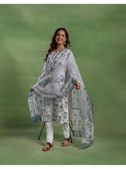 Fabindia - Blue Cotton Kurta with Dupatta