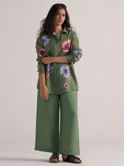 Ganga Fashions - Green Pure Linen Co-Ord Set