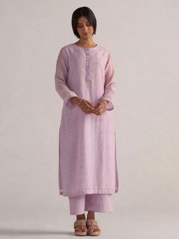 Ganga Fashions - Lavender Winsome Orchid Pure Chanderi Co-Ord Set