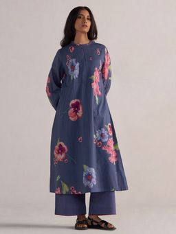 Ganga Fashions - Night shadow Blue Mul Cotton Co-Ord Set