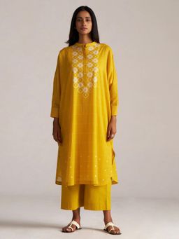 Ganga Fashions - Yellow Mul-Mul Print Co-Ord Set