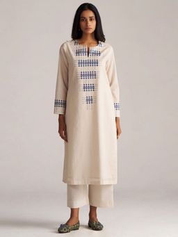 Ganga Fashions - Beige Mul-Mul Print Co-Ord Set