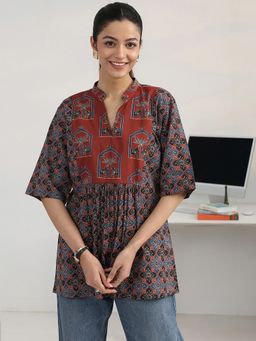 Gerua By Libas - Multicolor Ethnic Motif Ajrakh A-Line Kurti
