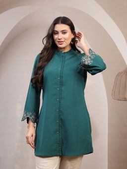 Nayam by lakshita - Green Women Embroidered A-line Crepe Tunic