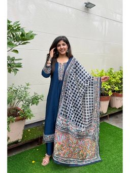 Ekana Label - Women Blue Anmol Silk Kurta with Pant and Dupatta