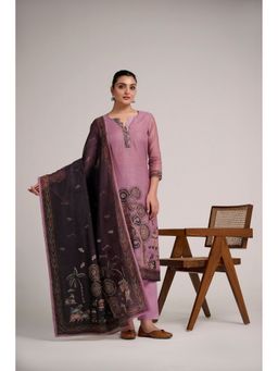 Ekana Label - Women Lavender Haze Cotton Silk Kurta with Pant and Dupatta