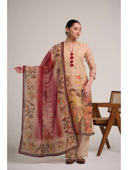 Ekana Label - Women Beige Chitra Chhavi Cotton Silk Kurta with Pant and Dupatta