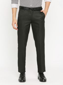Solemio - Checks Viscose Slim Fit Formal Trouser - Black
