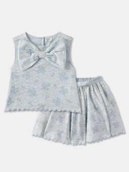 R&B - Floral Regular Girls Top with Skirt