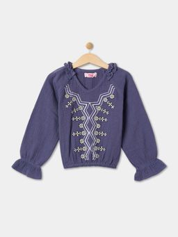 R&B - Embroidered Regular Girls Top