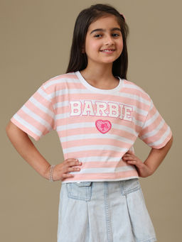 Kidsville - Official Barbie Stripes Relaxed Crop T-Shirt