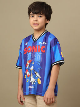 Kidsville - Official Sonic Printed Oversized V-Neck Jersey T-Shirt