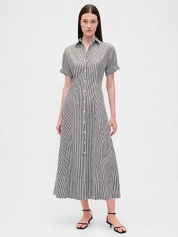 GAP - Women'S Vertical-Stripes Roll-Up Sleeve Shirt Dress