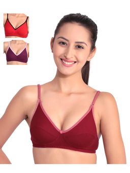 Floret - Pack Of 3 Solid T Shirt Bra - Multi-Color