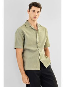 Snitch - Olive Textured Boxy Casual Shirt