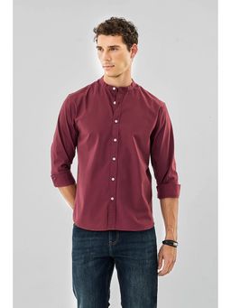 Snitch - Burgundy Solid Regular Semi Formal Shirt
