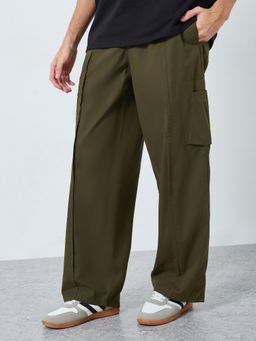 Styli - Olive Men's Relaxed Fit Multi Pockets Cargo Pant