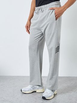 Styli - Grey Men's Contrast Stripe Hem Oversize Terry Pant