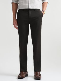 Arrow Newyork - Brown Men's Chevron Patterned Dobby Trousers