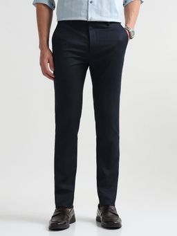 Arrow Newyork - Navy Blue Men's Chevron Patterned Super Slim Fit Trousers