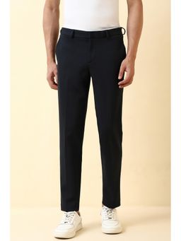 Allen Solly - Men's Navy Blue Solid Casual Trousers