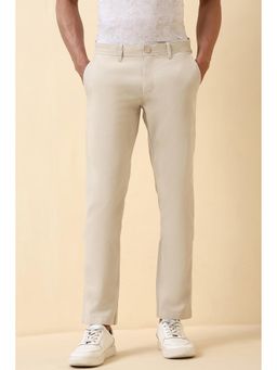 Allen Solly - Men's Beige Solid Casual Trousers