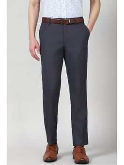 Peter England - Men's Grey Solid Formal Trousers