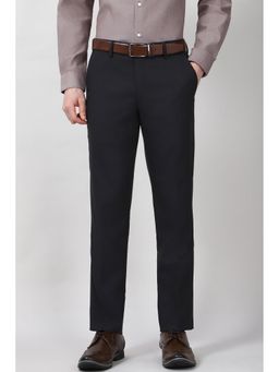 Peter England - Men's Black Solid Formal Trousers