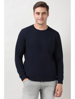 Peter England - Men's Navy Blue Textured Sweatshirt
