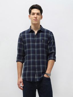 U.S. Polo Assn. Denim Co. - Men's Navy Blue Tartan Checked Twill Shirt