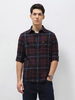 U.S. Polo Assn. Denim Co. - Men's Red Plaid Checked Twill Shirt