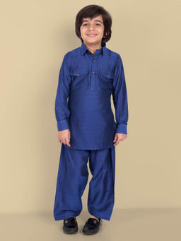 Mera Rang - Boys Ink Blue Pathani (Set of 2)
