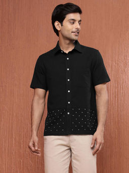 Fabindia - Black Cotton Hand Embroidery Regular Shirt