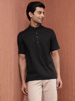 Fabindia - Black Cotton Comfort Fit Mid Placket-Shirt