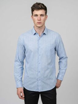 Monte Carlo - Blue Printed Full Sleeves Casual Shirt