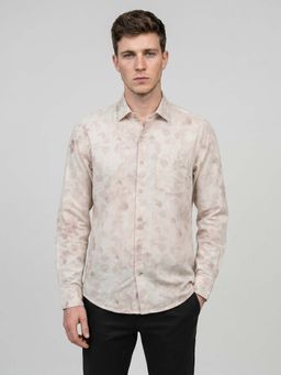 Monte Carlo - Beige Printed Full Sleeves Casual Shirt